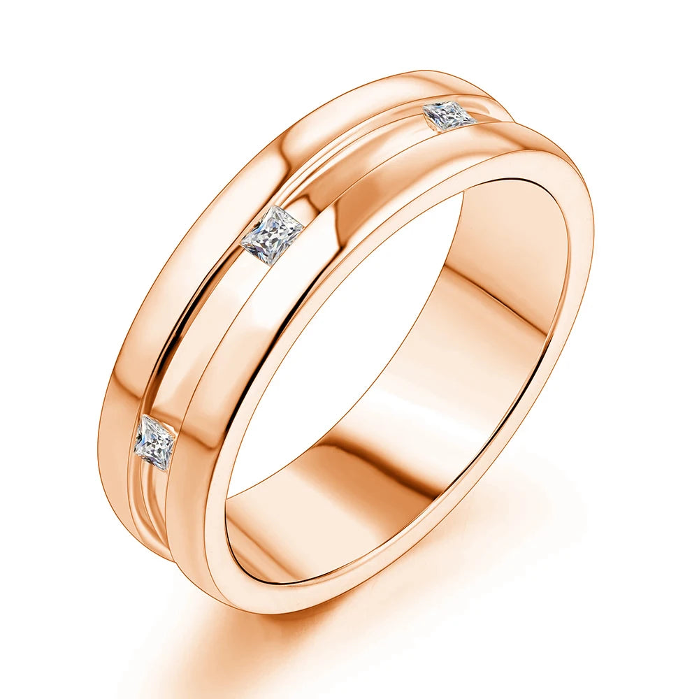Princess Square Cut D Color Moissanite 18K White Gold Plated Engagement Wedding Band Moissanite Lab Grown Diamond Ring for Women