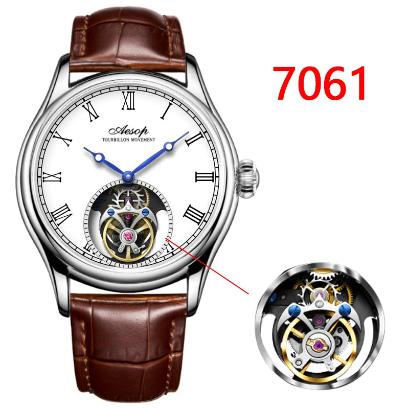Aesop Real Flying Tourbillon Movement Mechanical Watches Luxury Watch for Men Skeleton Tourbillon Watch Sapphire 2025 NEW