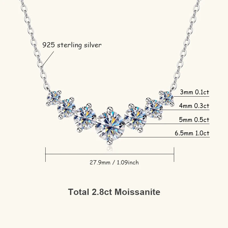 U-Smile Moissanite Necklace D VVS1 for Women D Color Sparkling Lab Diamon Luxury Necklaces 925 Sterling Silver with Certified