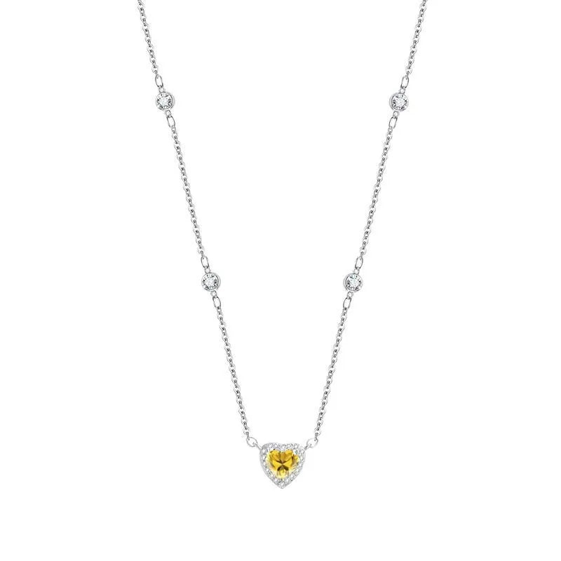 TY 0.8CT Moissanite 925 Sterling Silver Necklace for Women Heart Pendant Necklace D Color Shining Fine Jewelry Lab Diamond