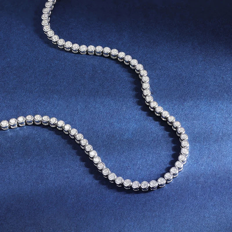 TBCYD 2/3mm D Color Round Bubble Moissanite Tennis Necklace For Women S925 Silver Choker Necklace Party Jewelry Christmas Gifts