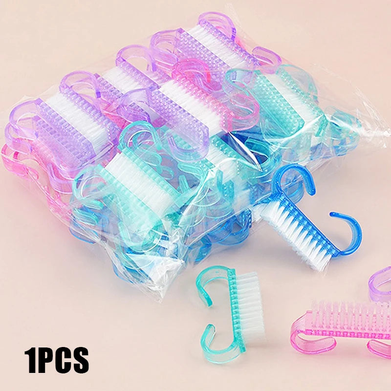 10/1Pcs Plastic Nail Brushes Mix Color Nail Hand Scrubbing Cleaning Brush Dust Cleaner Nail Art Manicure Soft Remover Tools