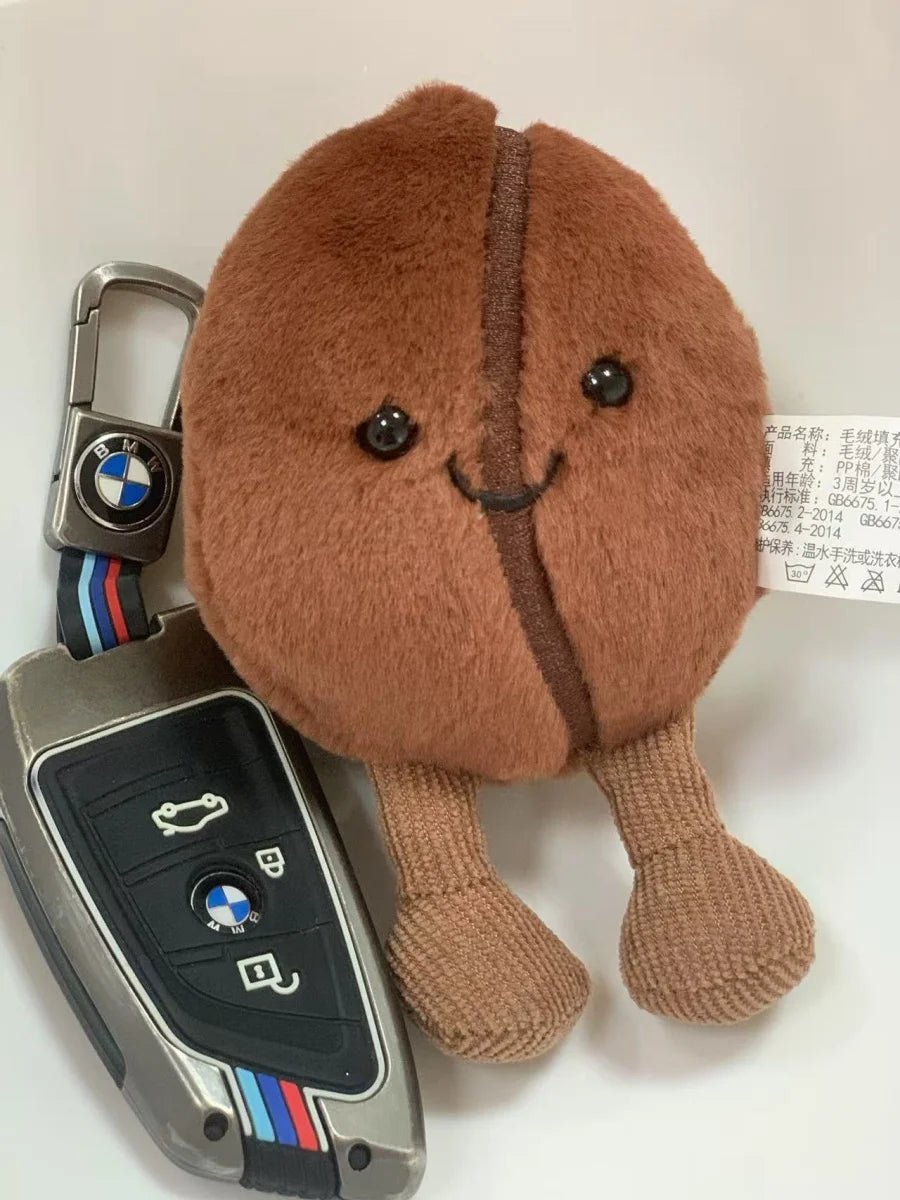 Jellycat Coffee Bean Bag Pendant Cartoon Stuffed Smiling Coffee Food Plushies Cute Key Chain Soft Doll Birthday Gifts Girl