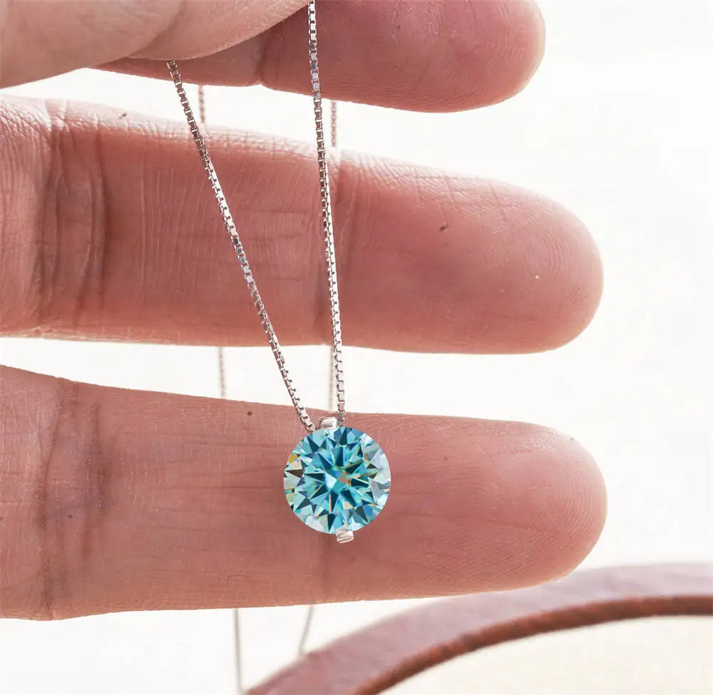 2CT D Color Moissanite Simple Pendant Necklace With Certificate 925 Sterling Silver Women Necklace Fine Jewelry Gift For Wedding