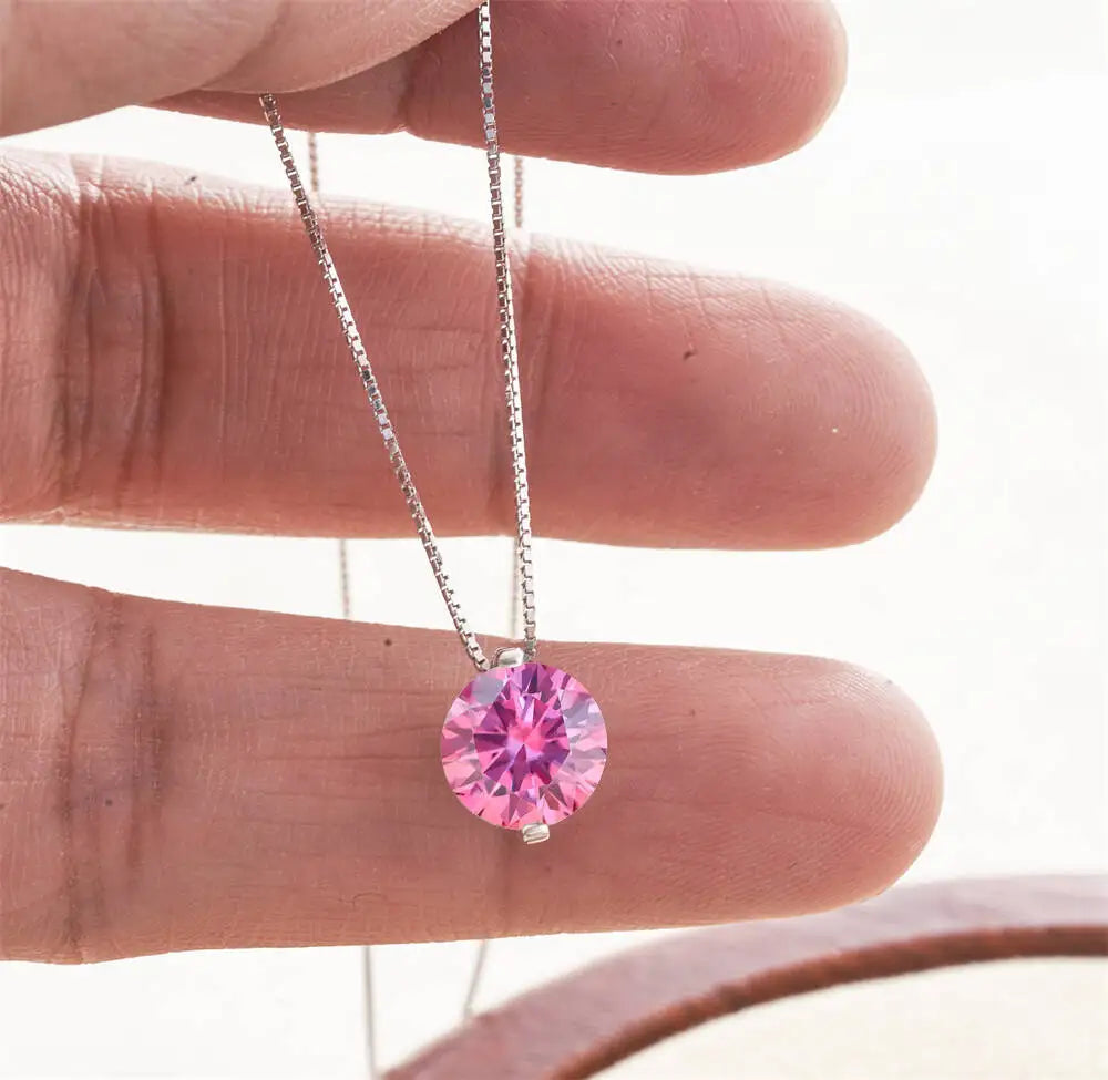 2CT D Color Moissanite Simple Pendant Necklace With Certificate 925 Sterling Silver Women Necklace Fine Jewelry Gift For Wedding