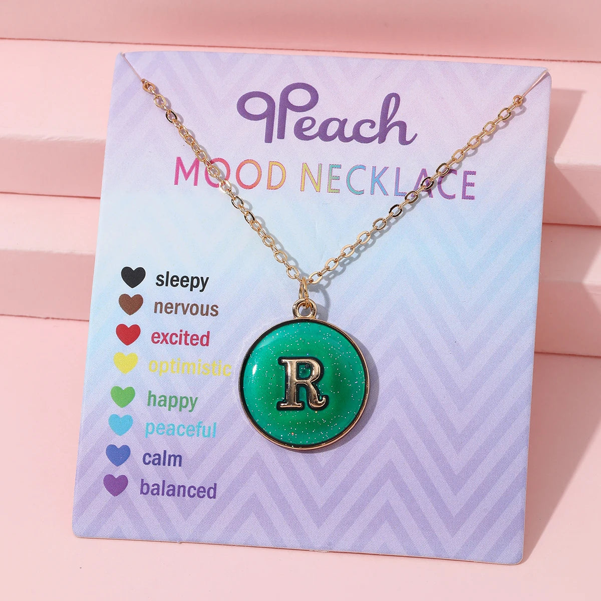 Fashionable Temperature-Sensitive Color-Changing 26 Letters Pendant Necklace Zinc Alloy Mood Regulation Chain Jewelry Accessory