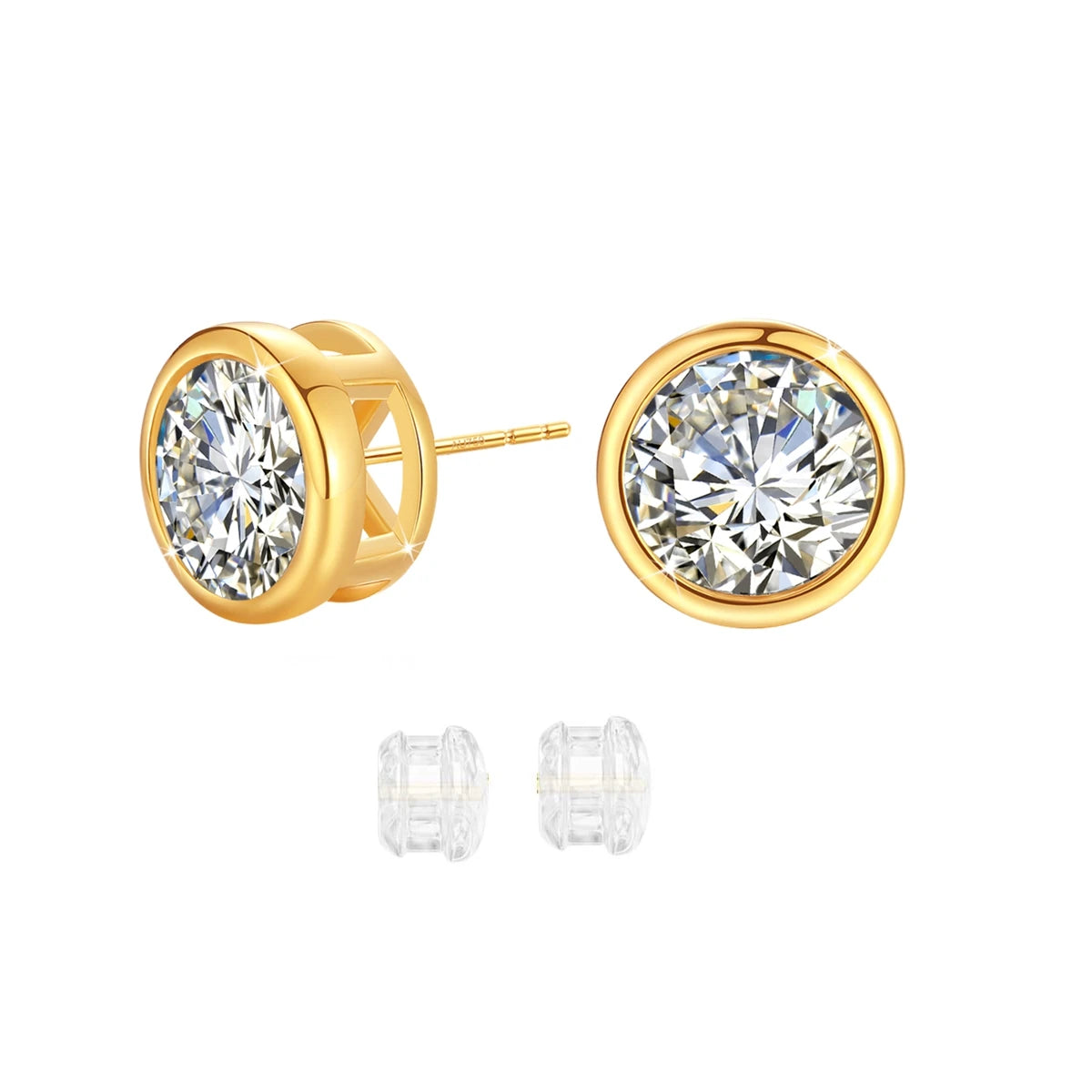 Real 18K Gold AU750 D Color Moissanite Stud Earrings for Women Men Lab Grown Diamond Ear Studs Fine Jewelry Valentine's Gift