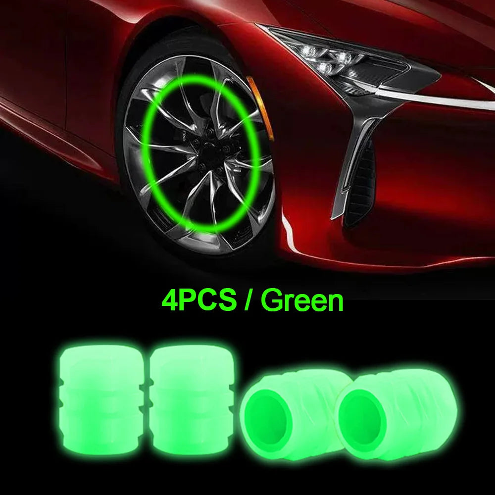 Mini Car Tire Valve Caps Luminous Valve Stem Caps Universal Fluorescent Tyre Nozzles Cover Tyre wholesale