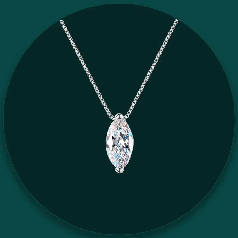 1CT Marquise Moissanite Pendant Neckalce 925 Sterling Silver Plated Gold Water Drop Diamond Necklaces Certified For Women Daily