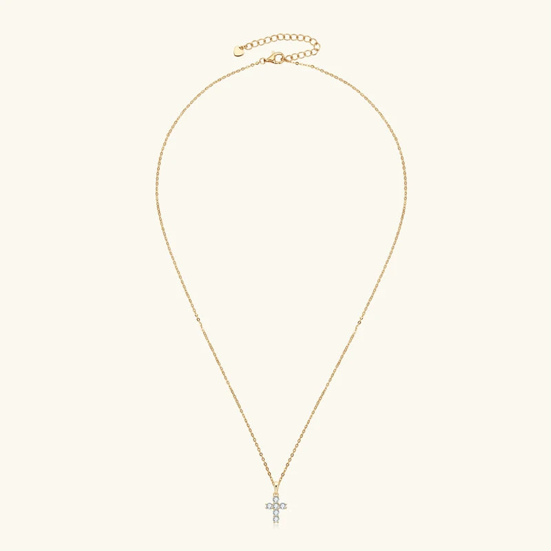 Anziw Classic Charm Cross Pendant Necklace 925 Sterling Silver Moissanite with Certificate for Women Men Gifts Collar Jewelry