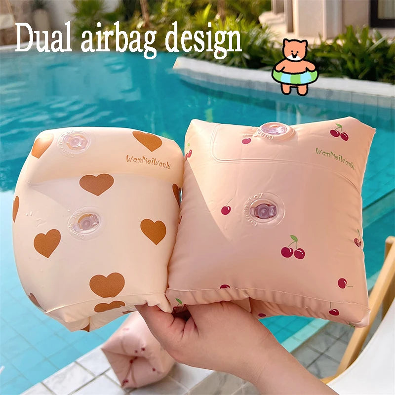 1 pair Cartoon printing Swimming Arm Floaties, Inflatable Swim Arm Bands Floater Sleeves for Adults and Kids
