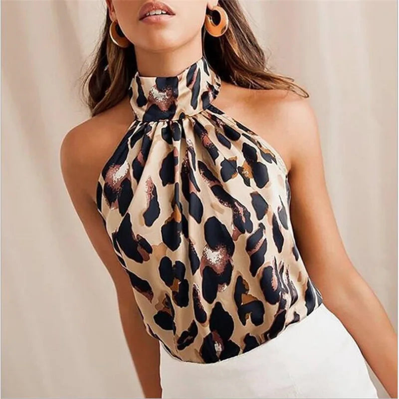 Womens Fashion Shiny Halter Neck Tank Tops Vest Ladies Summer Casual Solid Color Sleeveless T Shirt Blouse Black Gold Silver