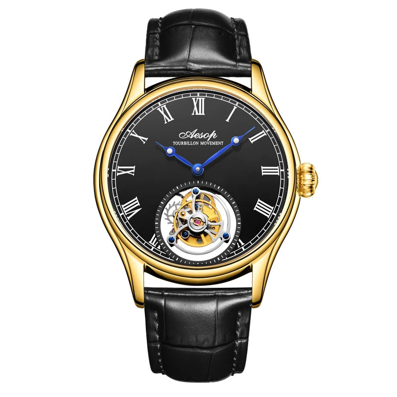 Aesop Real Flying Tourbillon Movement Mechanical Watches Luxury Watch for Men Skeleton Tourbillon Watch Sapphire Official Store