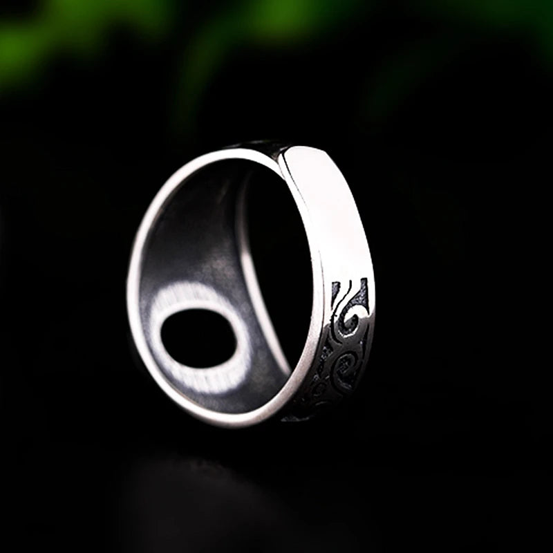 925 Sterling Silver Vintage7x9mm 8x10mm Oval Cabochon Semi Mount Ring Art Nouveau Men Engagement Wedding Ring Antique