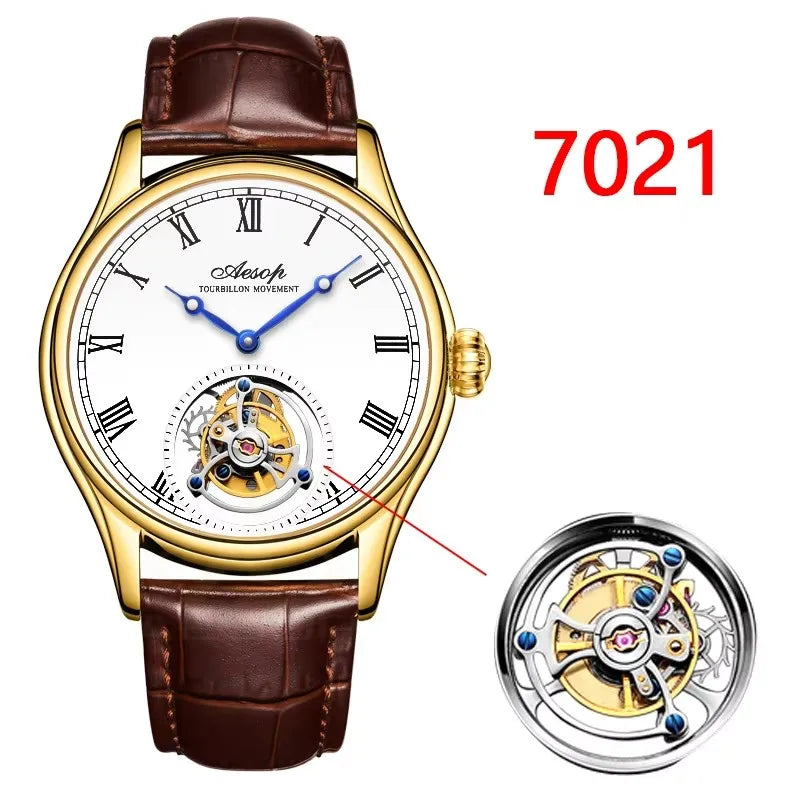Aesop Real Flying Tourbillon Movement Mechanical Watches Luxury Watch for Men Skeleton Tourbillon Watch Sapphire 2025 NEW
