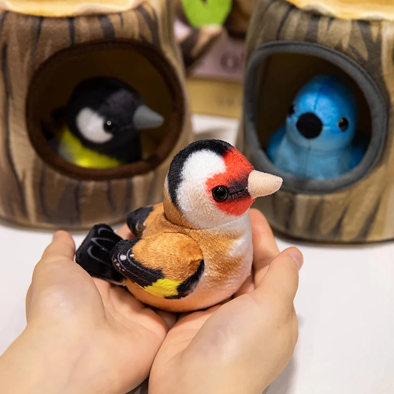 Creative Plush Tree House and Bird Doll Toys Simulation Stump Stuffed Cute Animal Doll Home Office Decor Funny Gift for Girls