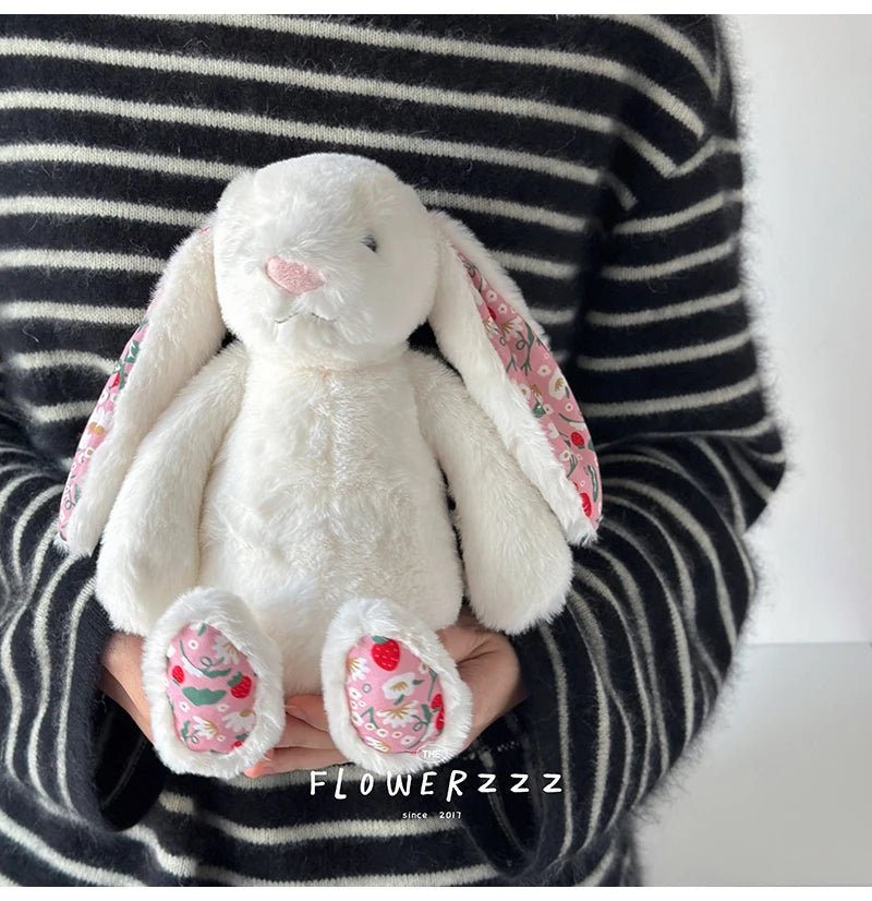 30cm Bonnie Rabbit Floral Ears Plush Toys Cartoon Stuffed Bunny Dolls Children's Room Decor Toy Soft Birthday Gifts For Girl
