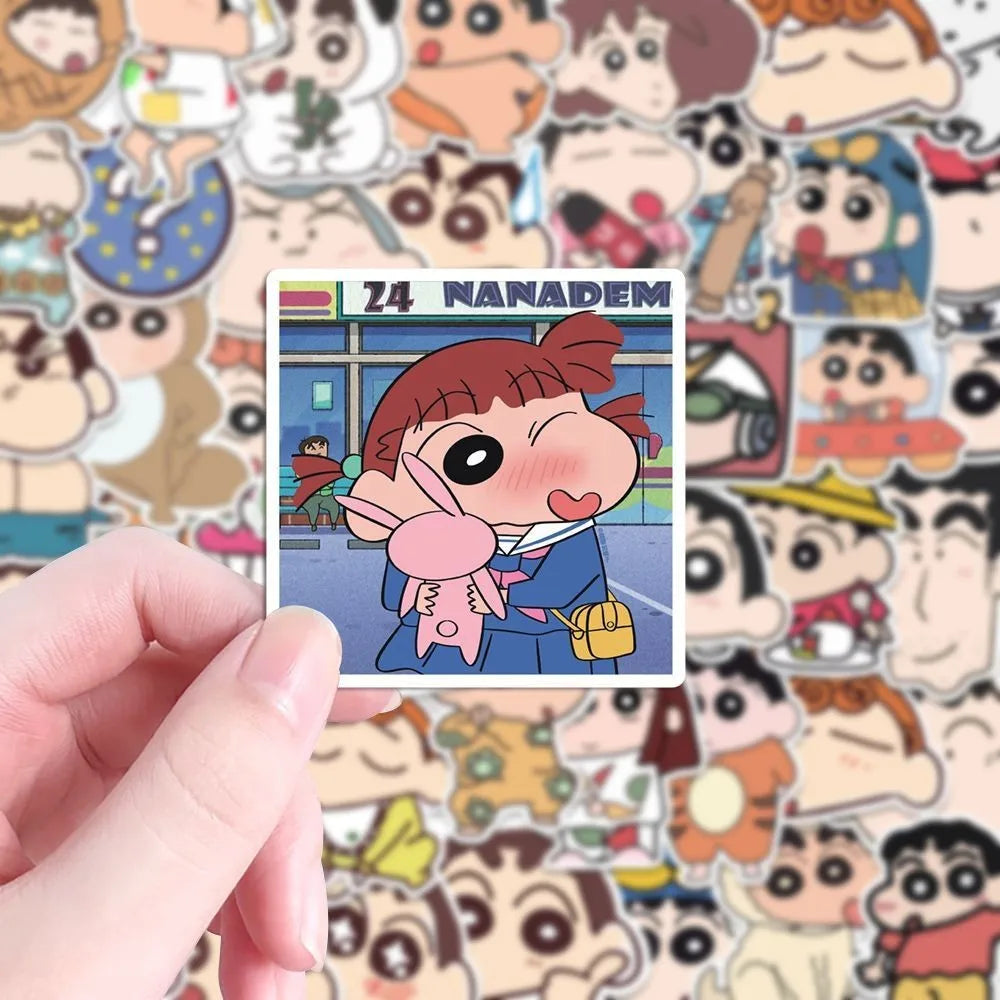 100PCS Cartoon Crayon Shin Chan Stickers Kawaii Anime Decals for Car Laptop Phone Stationery Decor Sticker Kids Toys