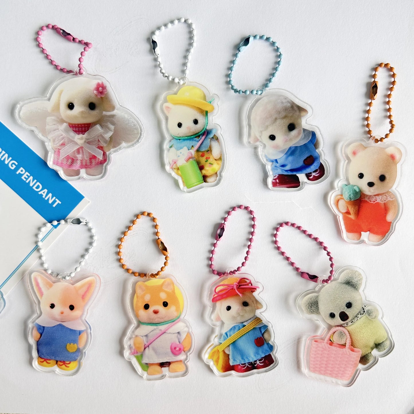 Sylvanian families keychain Cartoon Acrylic Printing Keyring Backpack Pendant Accessories INS Korean Style Decoration Girls Gift