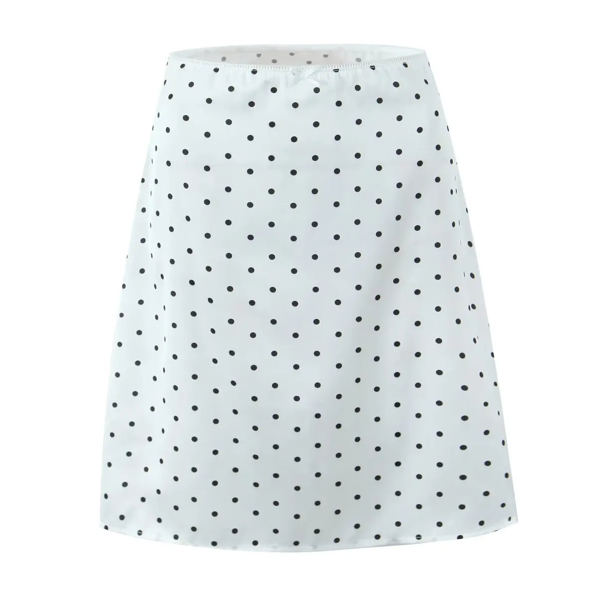 YENKYE 2025 Women Vintage Black White Polka Dot A-line Knee Length Skirt Sexy Low Waist Holiday Summer Skirts