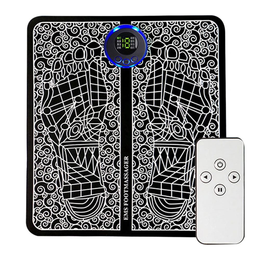 EMSフットマッサージャー 8モード 足用筋肉刺激器 USB充電式 電動フットマッサージ リモコン付き 家庭&オフィス用