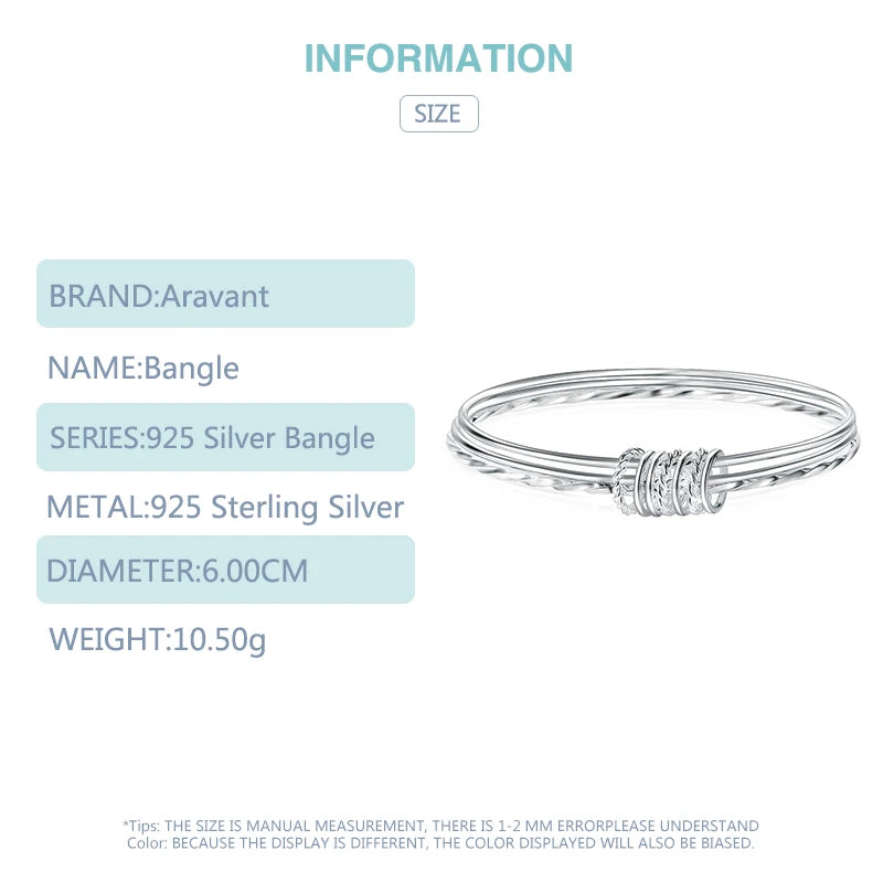 Aravant 925シルバー スリーサークルブレスレット&バングル レディース ファッションジュエリー