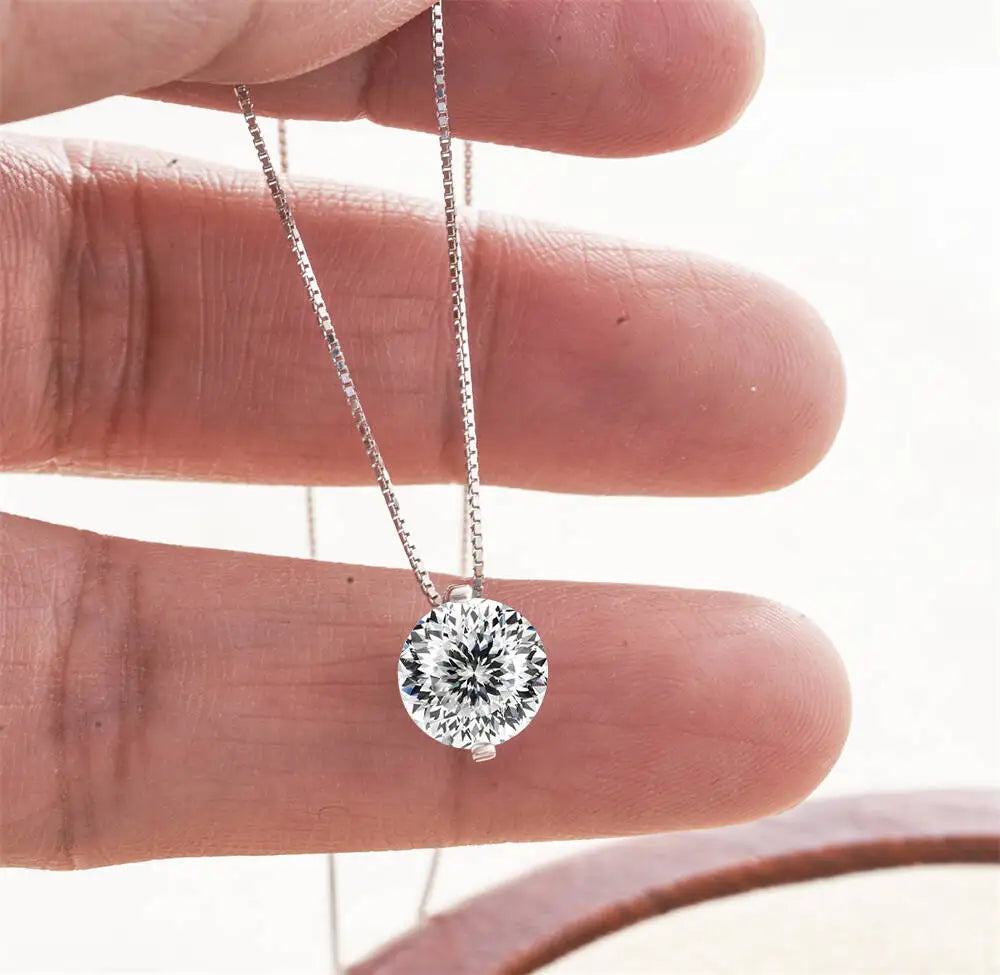 2CT D Color Moissanite Simple Pendant Necklace With Certificate 925 Sterling Silver Women Necklace Fine Jewelry Gift For Wedding