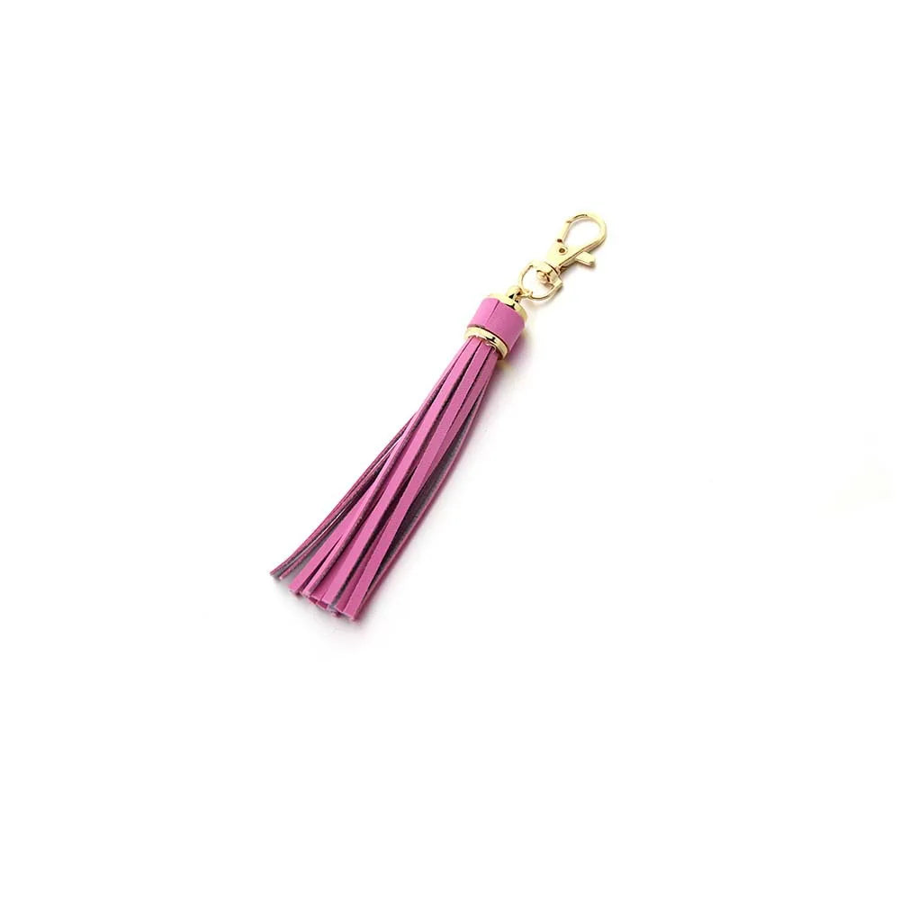 Hot selling copper alloy lobster buckle leather tassel pendant keychain bag accessories for women