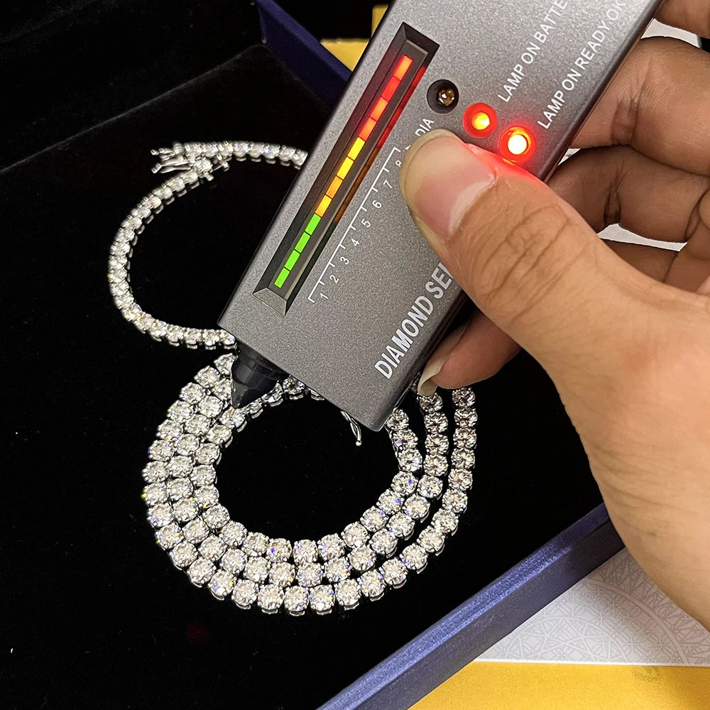 2.5-6.5mm Real Moissanite Tennis Necklace For Women Men D Color Lab Diamond S925 Silver Neck Chain Jewelry With GRA Certificate