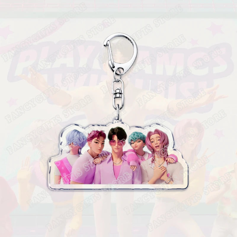 Popular Kpop Demon Hunters Huntrix Saja Boys Keychains for Accessories Jewelry Rumi Zoey Jinu Derpy Tiger Keyrings Fans Gifts