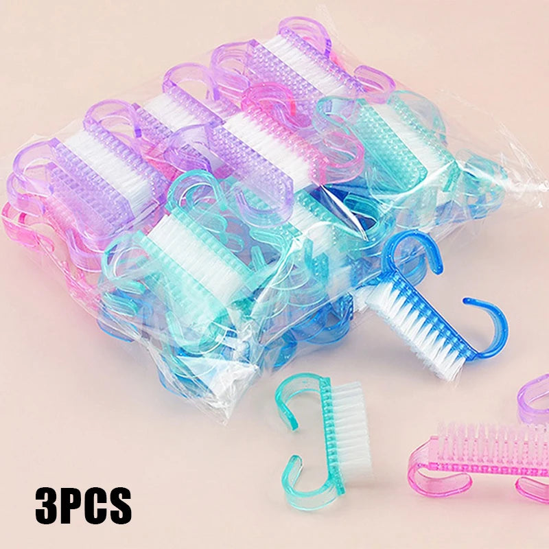 10/1Pcs Plastic Nail Brushes Mix Color Nail Hand Scrubbing Cleaning Brush Dust Cleaner Nail Art Manicure Soft Remover Tools