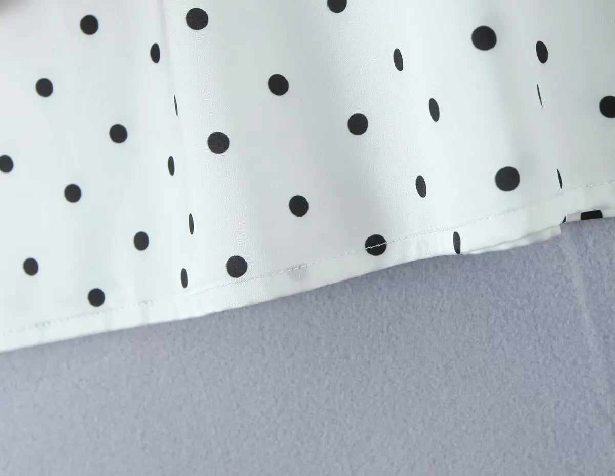 YENKYE 2025 Women Vintage Black White Polka Dot A-line Knee Length Skirt Sexy Low Waist Holiday Summer Skirts