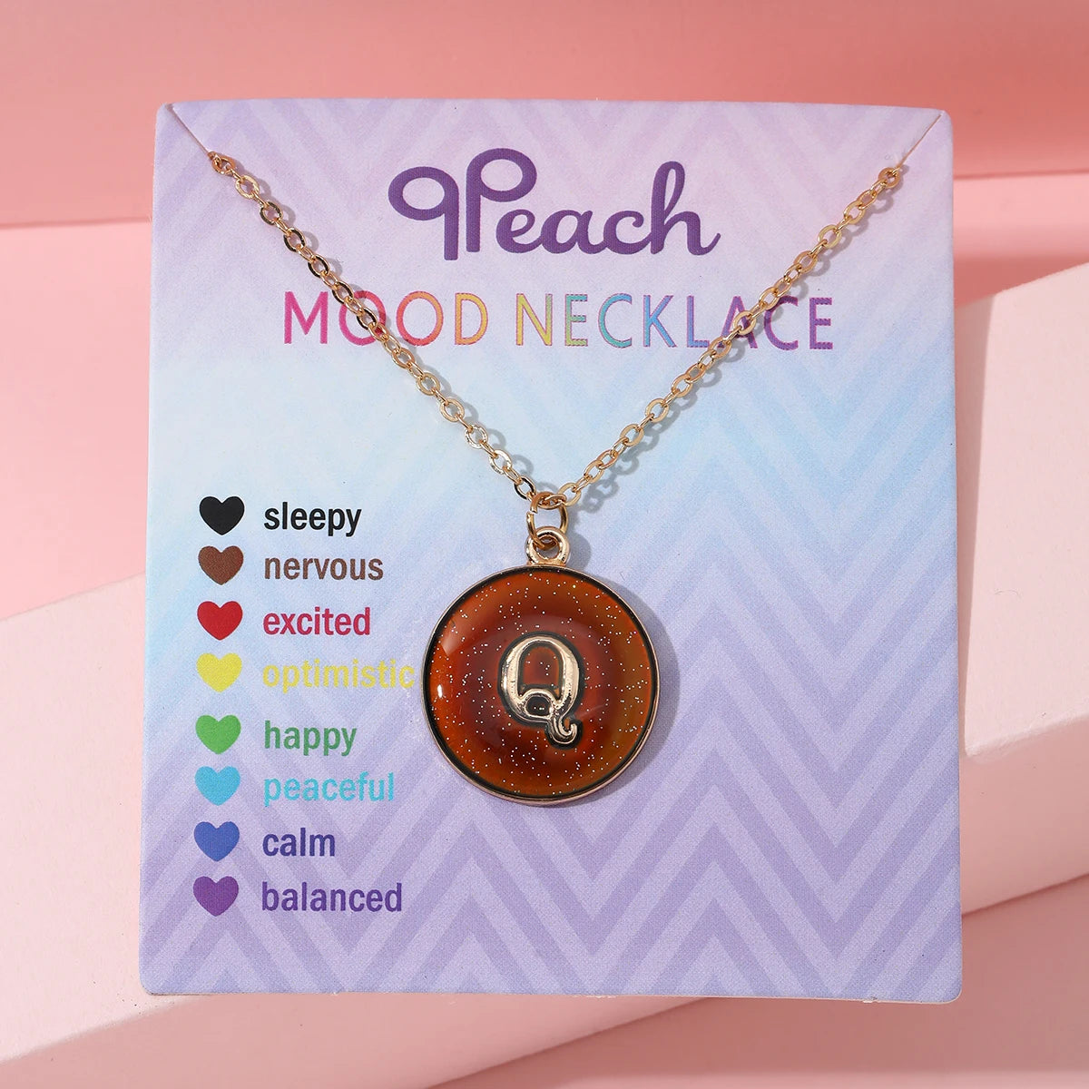 Fashionable Temperature-Sensitive Color-Changing 26 Letters Pendant Necklace Zinc Alloy Mood Regulation Chain Jewelry Accessory