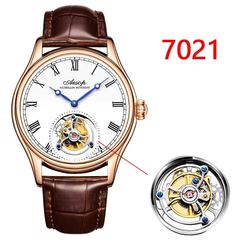 Aesop Real Flying Tourbillon Movement Mechanical Watches Luxury Watch for Men Skeleton Tourbillon Watch Sapphire 2025 NEW