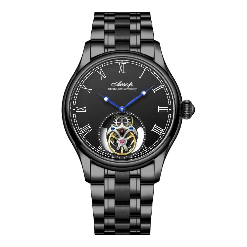Aesop Real Flying Tourbillon Movement Mechanical Watches Luxury Watch for Men Skeleton Tourbillon Watch Sapphire Official Store