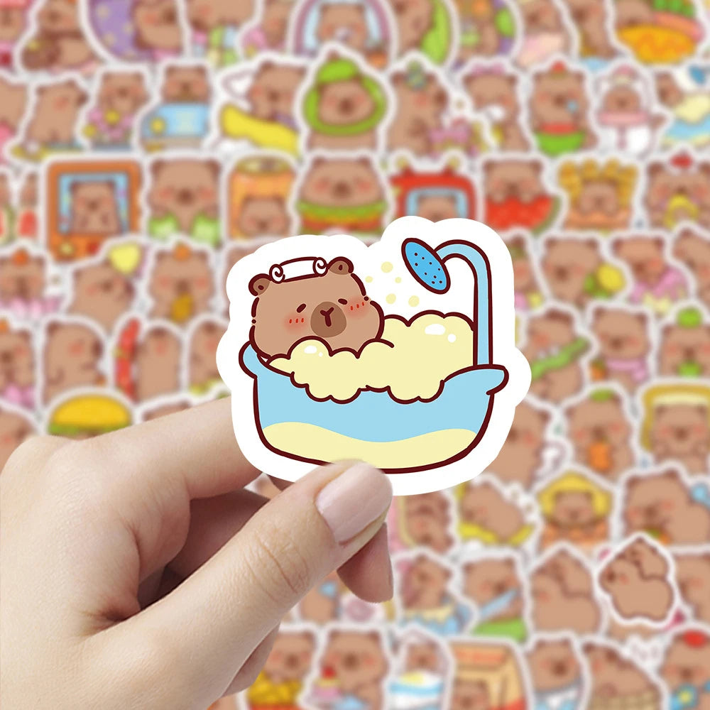 10/30/50/100pcs Cute Funny Capybara MEME Stickers Kawaii Animal Decal Decoration DIY Notebook Laptop Luggage PVC Sticker for Kid