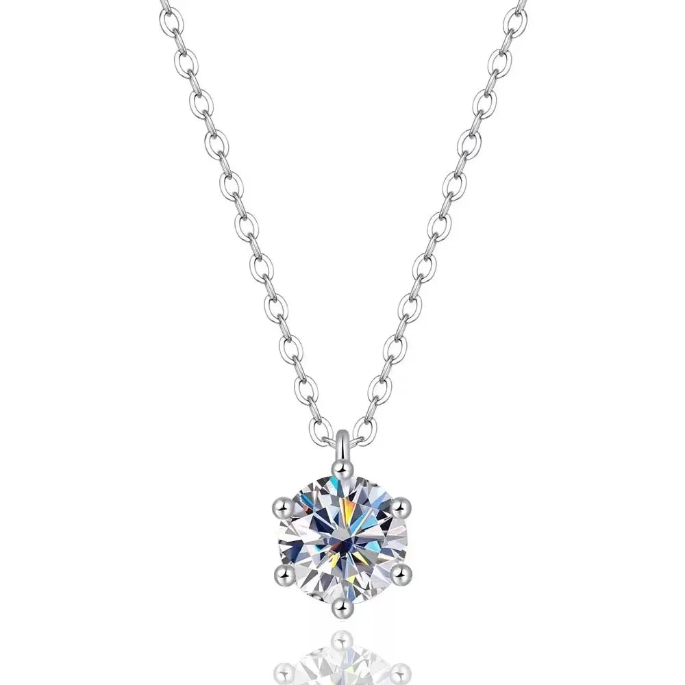 EWYA 1 2 Carat Real Moissanite Pendant Necklace For Women 6 Prong 100% 925 Sterling Silver Wedding Party Bridal Fine Jewelry