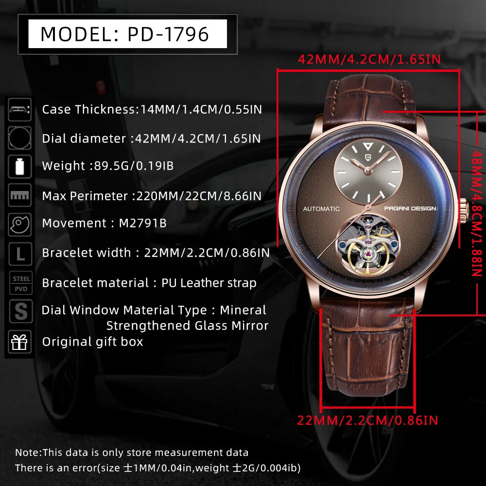 2025 New PAGANI DESIGN Men's Luminous Watch Luxury Tourbillon Mechanical Watches Automatic Sport Shock Resistant Wristwatch Gift