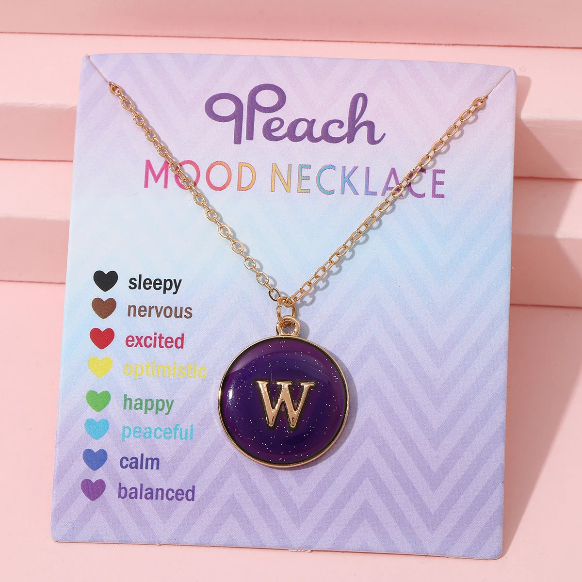 Fashionable Temperature-Sensitive Color-Changing 26 Letters Pendant Necklace Zinc Alloy Mood Regulation Chain Jewelry Accessory