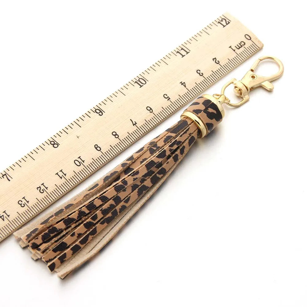 Hot selling copper alloy lobster buckle leather tassel pendant keychain bag accessories for women