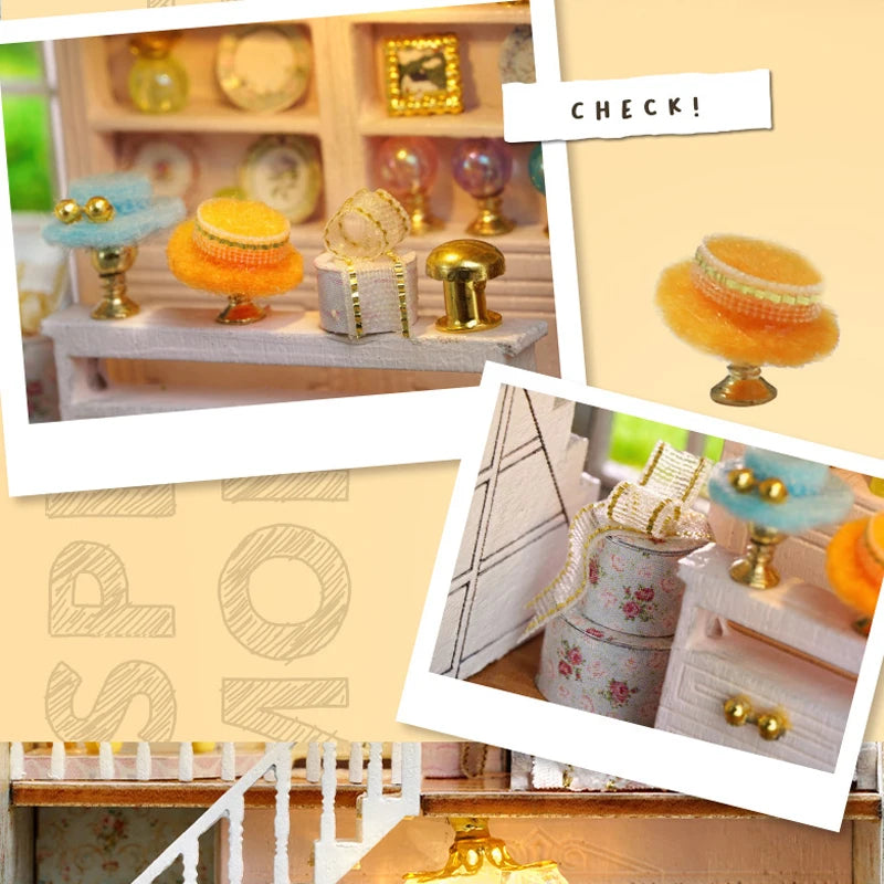 Diy Mini Wooden Dollhouse With Furniture Light Doll House Casa Assembly Model Pink Princess Villa Architecture Kit Toys Birthday