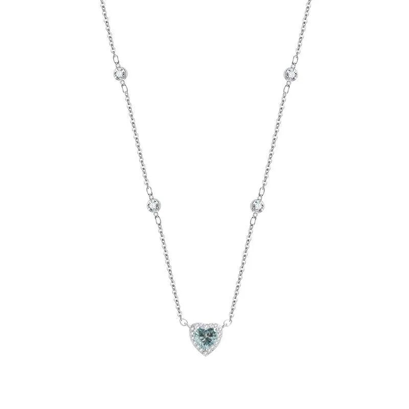 TY 0.8CT Moissanite 925 Sterling Silver Necklace for Women Heart Pendant Necklace D Color Shining Fine Jewelry Lab Diamond