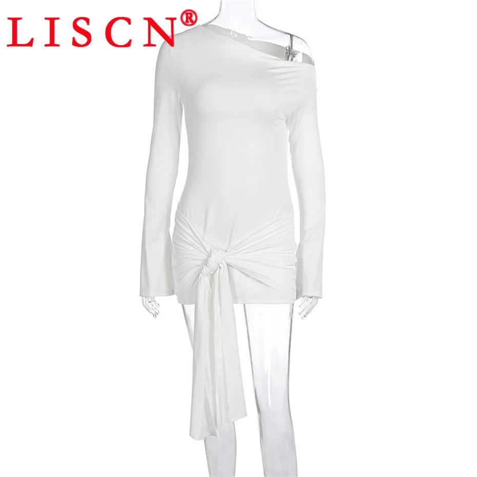 10 Bulk Items Wholesale Lots Dresses Women Long Sleeve Skew Collar Bandage Bodycon Dress Sexy Club Party Y2k Clothing K15812_1