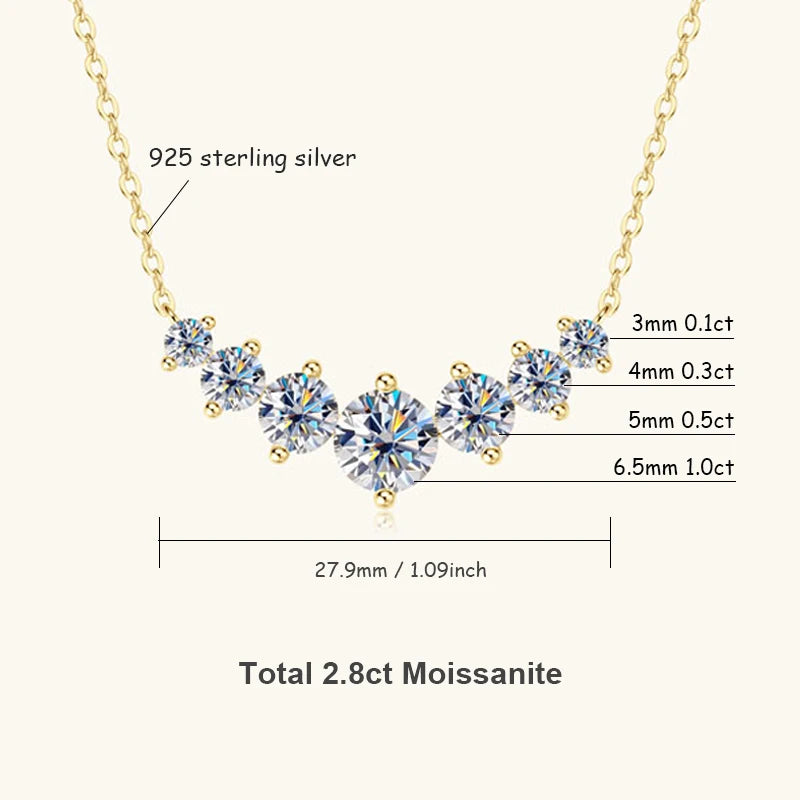 U-Smile Moissanite Necklace D VVS1 for Women D Color Sparkling Lab Diamon Luxury Necklaces 925 Sterling Silver with Certified