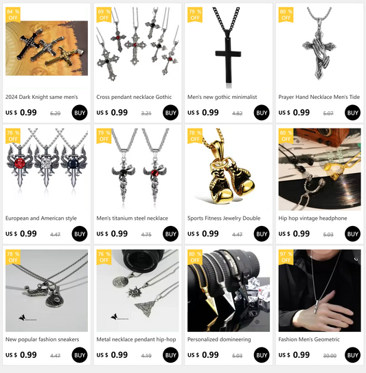 Cross pendant necklace Gothic style zircon inlaid pendant