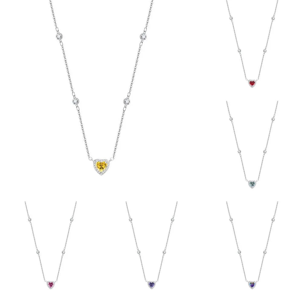 TY 0.8CT Moissanite 925 Sterling Silver Necklace for Women Heart Pendant Necklace D Color Shining Fine Jewelry Lab Diamond