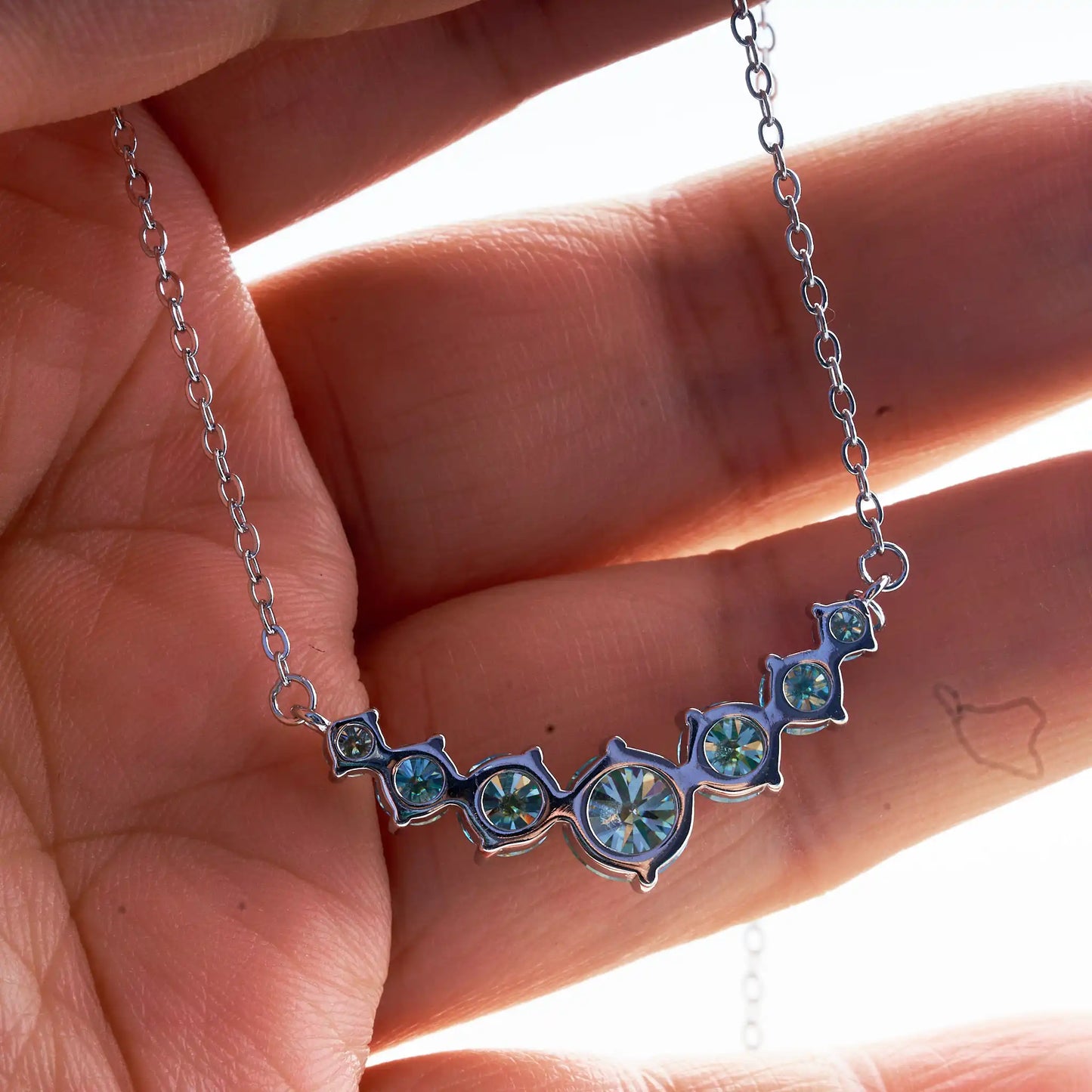 Real 1.7/2.8/5cttw Full Moissanite bluegreen Pendant Necklace for Women S925 Silver lab Diamond Chain Necklaces fine Jewelry
