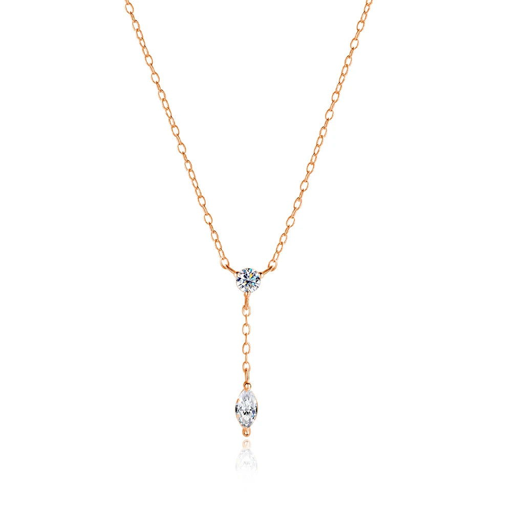 KNOBSPIN Moissanite Necklaces for Women GRA Certified 3x6mm Marquise Cut Gemstone Pendant s925 Sterling Silver Dainty Necklaces