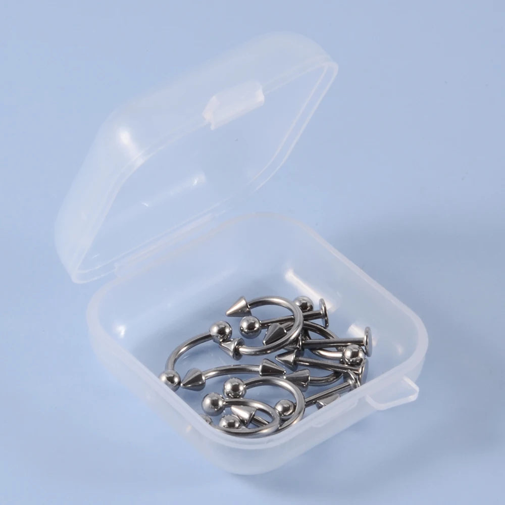 12pcs/Set Surgical Steel Silver Color Gold Plated Black Rainbow Ear Nose Eyebrow Labret Basic Piercing Jewelry Set 8mm