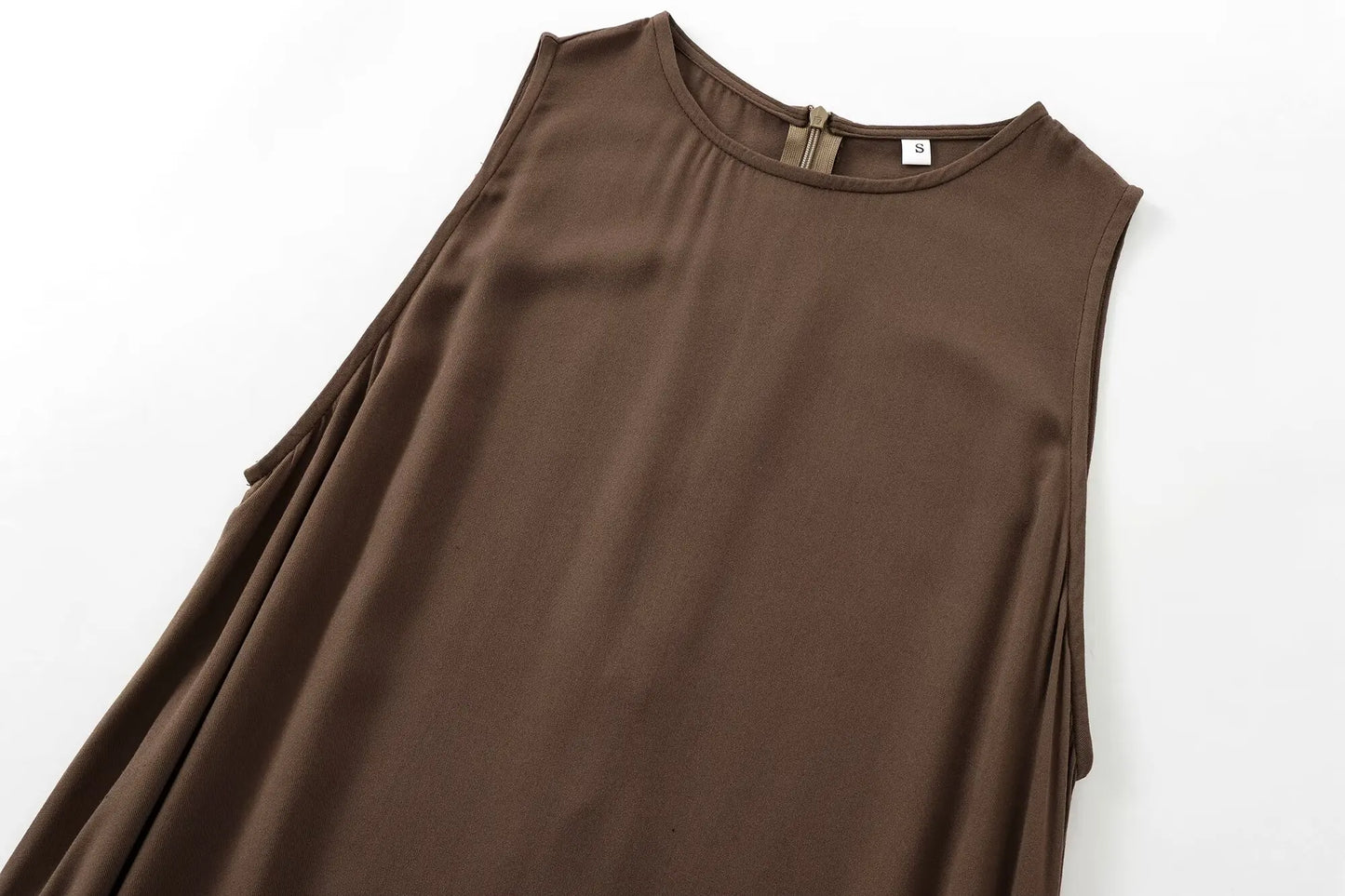2024 Autumn and Winter New Arrivals Women's Simple Loose Round Neck Sleeveless Vest Long Skirt Midi Dress